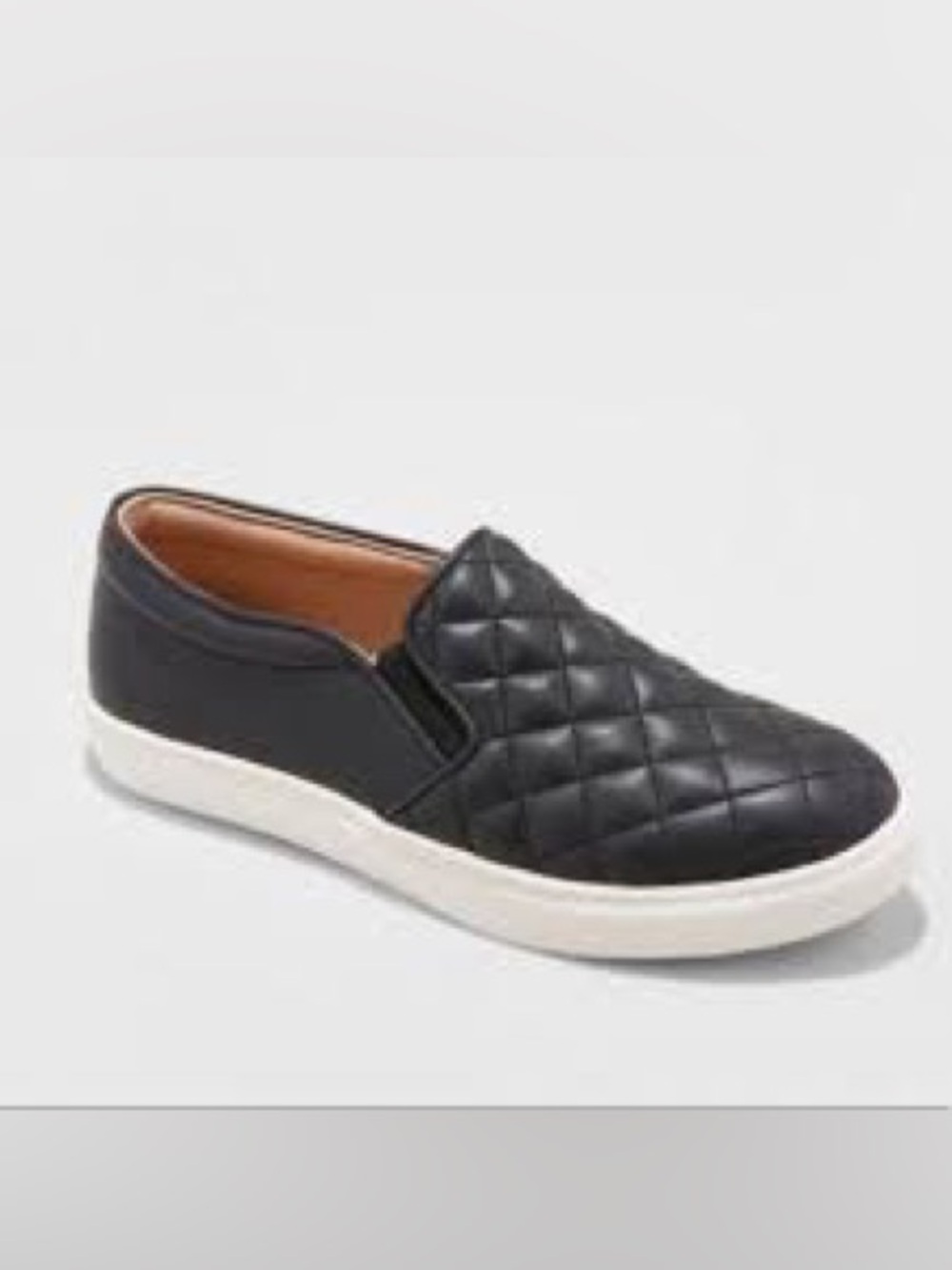 976. SLIGHTLY USED a new day Black Quilted Slip-On Loafer with White Sole
